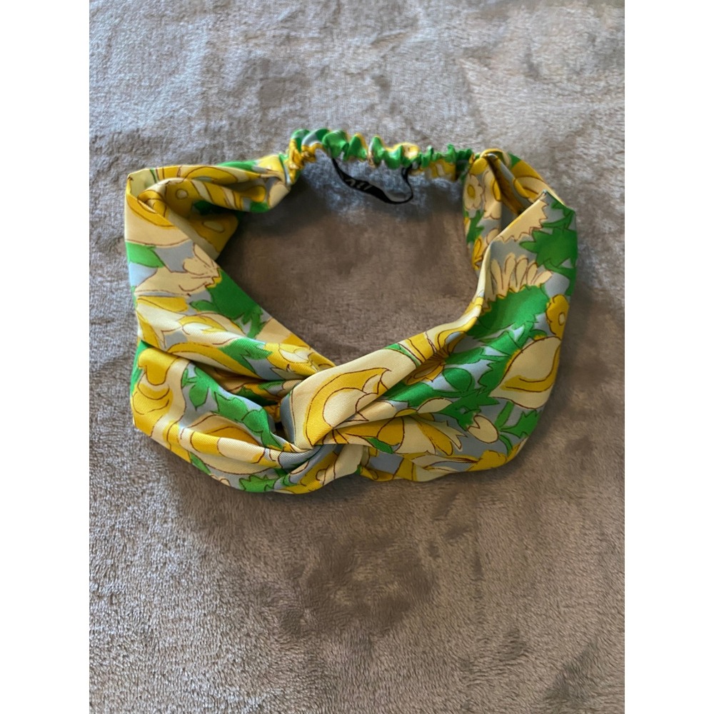 Zara Headband Yellow Floral Twisted Front Elastic Hair Accessory Boho 60s 70s